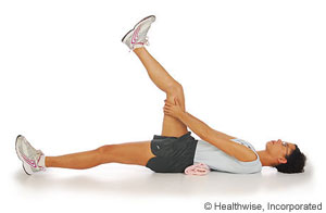 Picture of how to do the hamstring stretch (lying down)