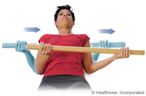 Shoulder rotation exercise while lying down