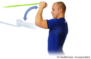 Picture of how to do resisted elbow flexion at shoulder level