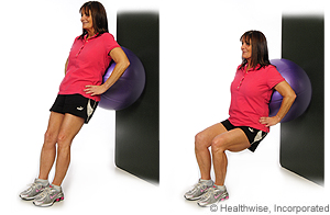 Picture of how to do wall squats with ball
