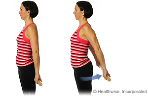 Picture of how to do shoulder extension while standing