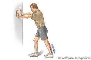 Calf stretch (standing with hands on wall)