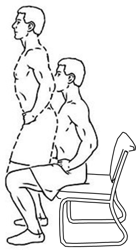 person sitting on chair moving to standing position
