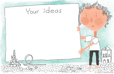 Georgie at a whiteboard invites you to add your ideas.