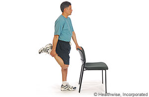 Picture of quadriceps stretch while standing