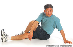 Iliotibial band and buttock stretch (sitting)
