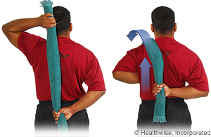Shoulder internal rotation exercise with towel