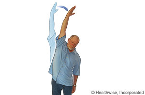 Picture of standing side stretch to ease back pain
