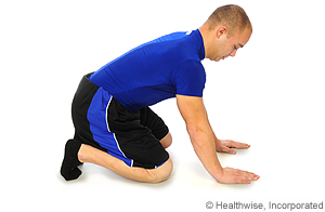 Picture of how to do plantar fascia stretch while kneeling