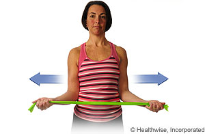 Picture of how to do resisted shoulder blade squeeze