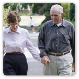 Photo of an older couple walking