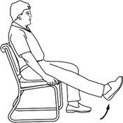 sitting in chair, straightening knee