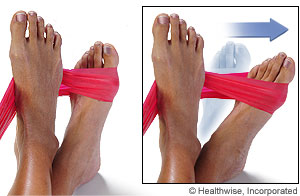 Picture of how to do resisted ankle inversion exercise