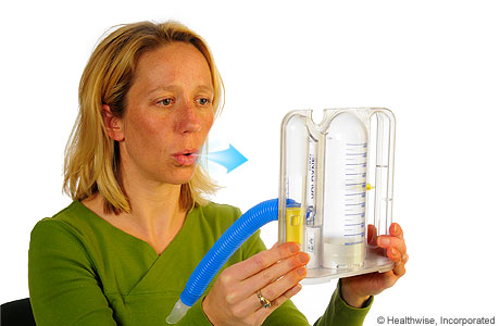 Person breathing out normally Person breathing out normally
